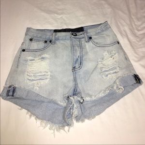 COPY - Oneteaspoon light denim blue ripped shorts
